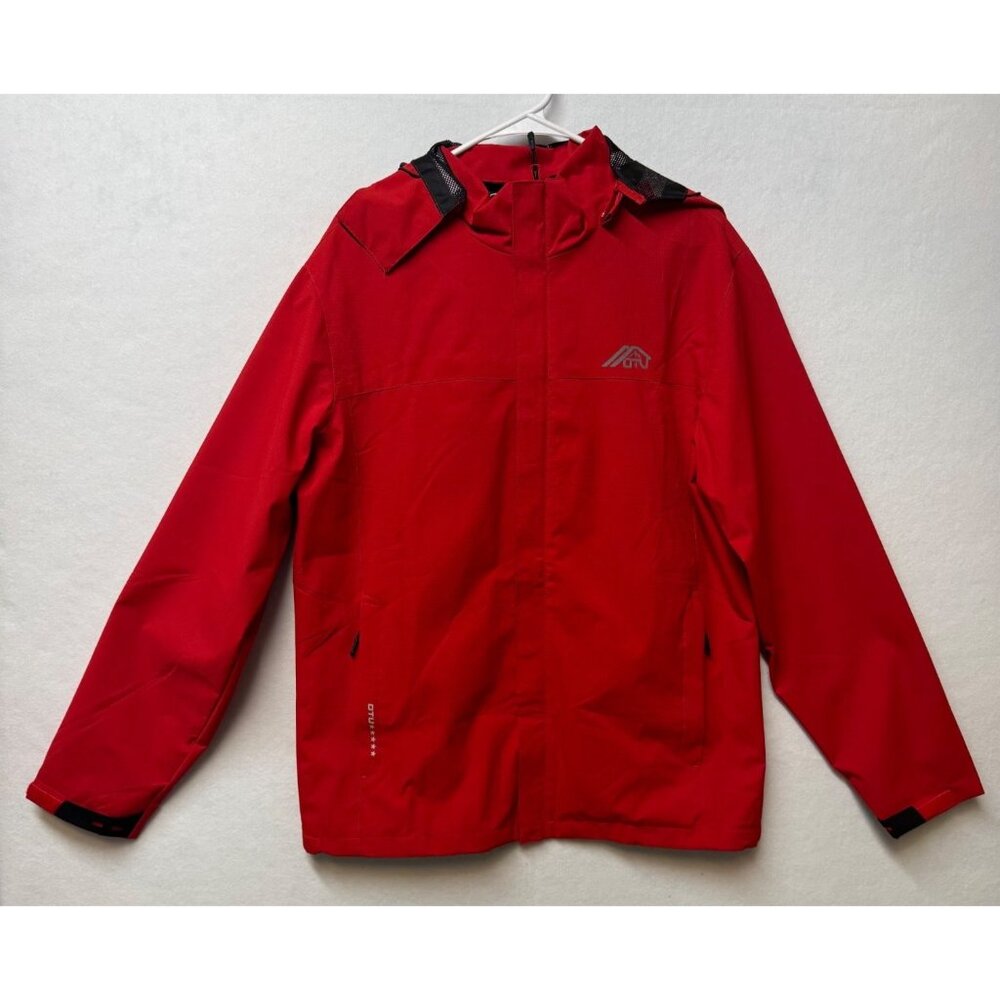 OTU Mens Red Waterproof Lightweight Hooded Jacket Size Medium
